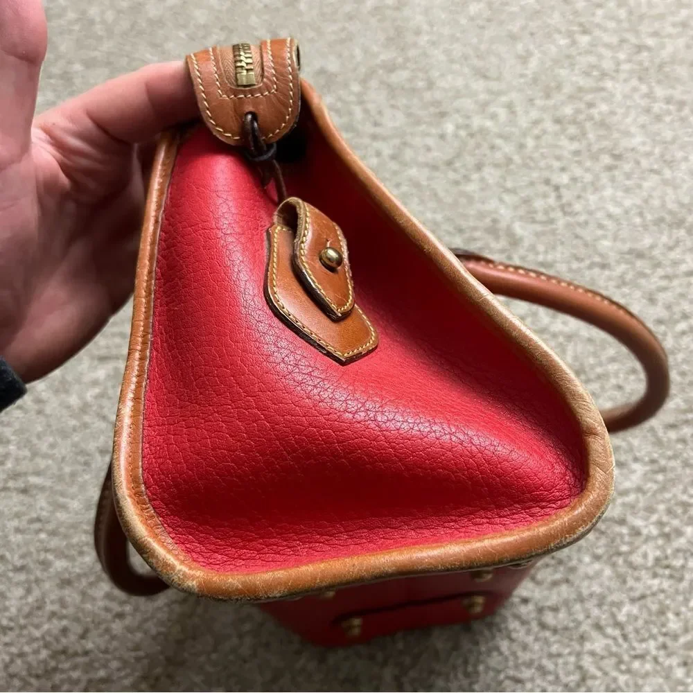Vintage Dooney & Bourke red pebbled leather satchel purse